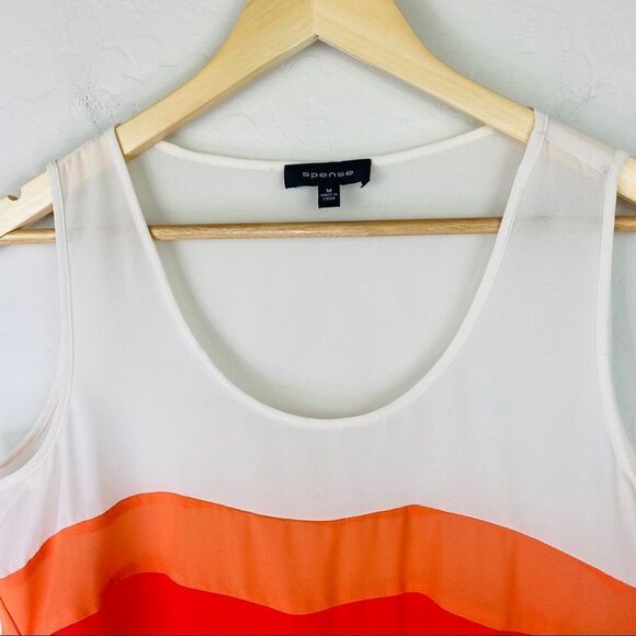 Spense semi-sheer white red and orange color-block tank medium - Picture 2 of 6